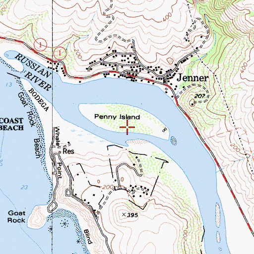 Topographic Map of Penny Island, CA