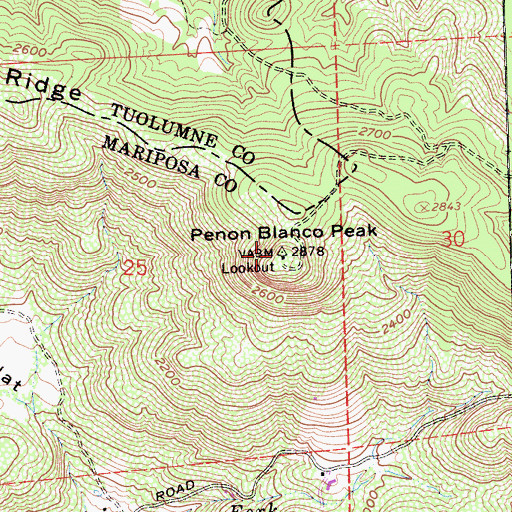 Topographic Map of Peon Blanco Peak, CA