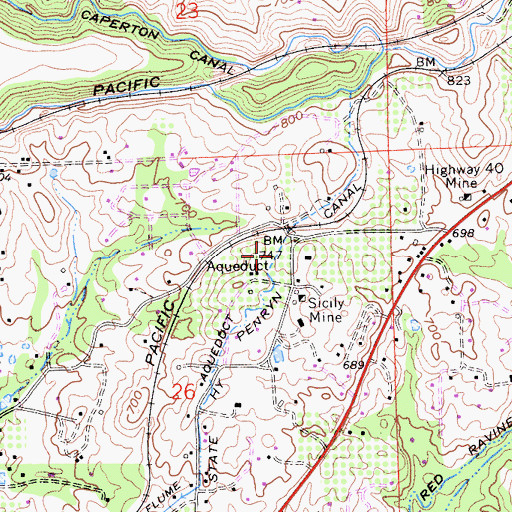 Topographic Map of Penryn Canal, CA