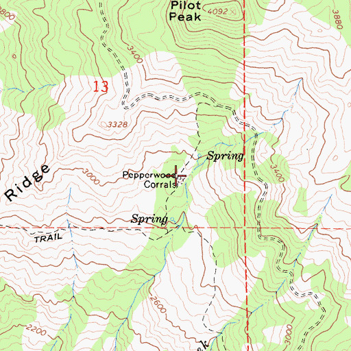 Topographic Map of Pepperwood Corrals, CA
