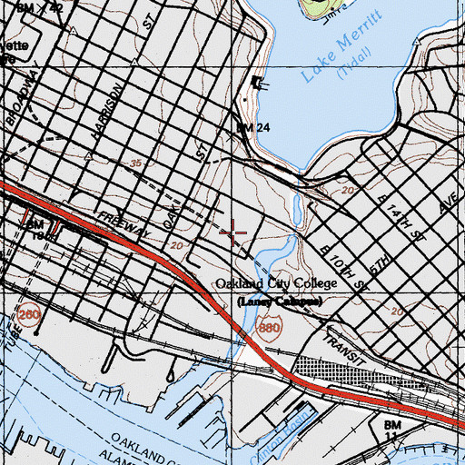 Topographic Map of Peralta Park, CA