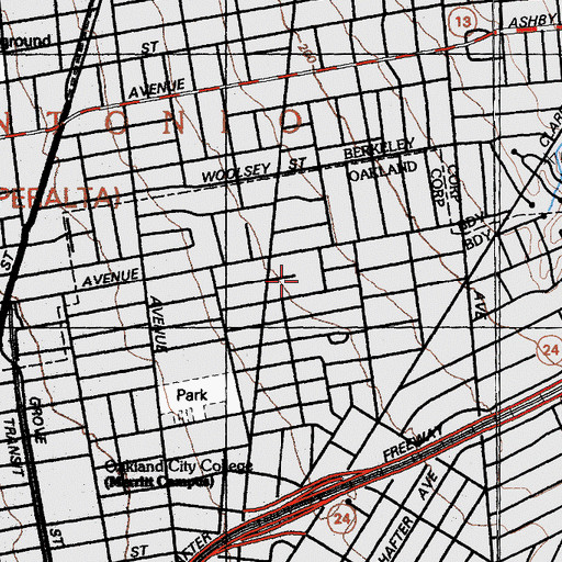 Topographic Map of Peralta Elementary School, CA