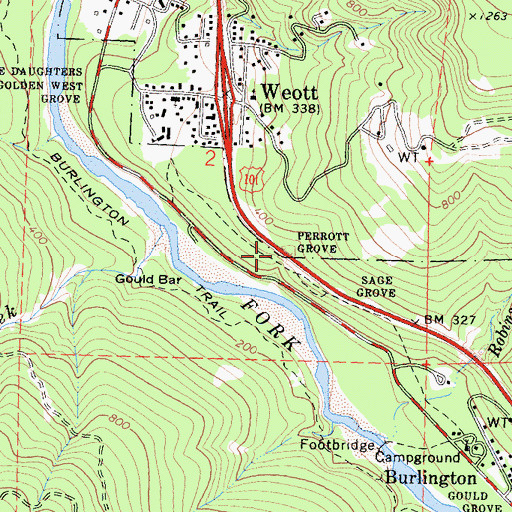 Topographic Map of Perrott Grove, CA