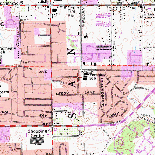 Topographic Map of Pershing Elementary School, CA