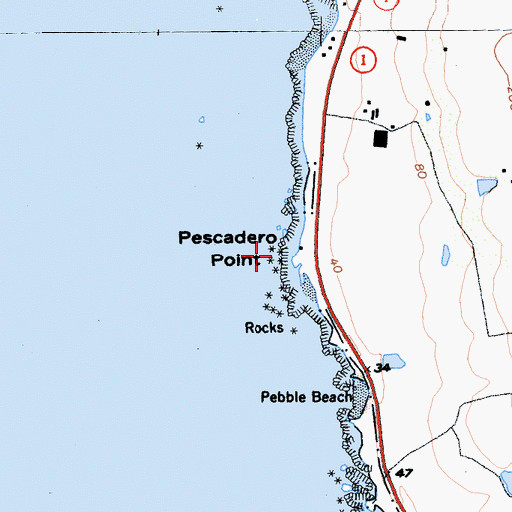 Topographic Map of Pescadero Point, CA