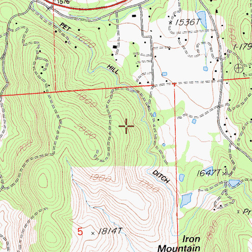 Topographic Map of Pet Hill Ditch, CA