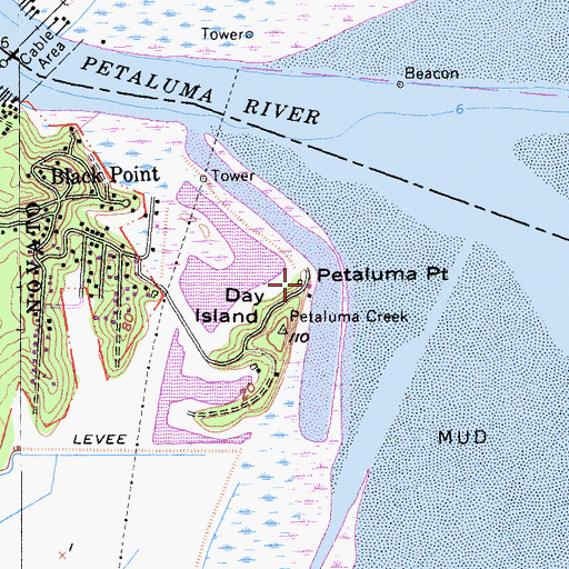 Topographic Map of Petaluma Point, CA