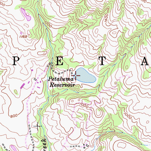 Topographic Map of Petaluma Reservoir, CA