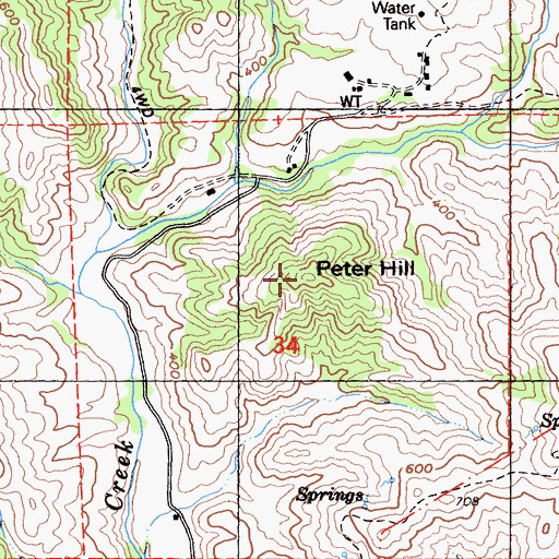 Topographic Map of Peter Hill, CA