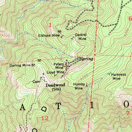 Topographic Map of Peters Mine, CA