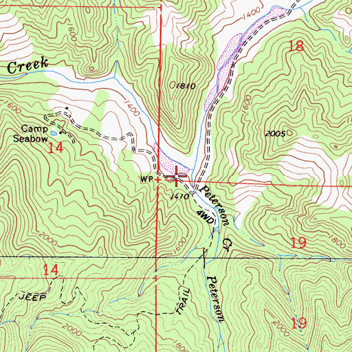 Topographic Map of Peterson Creek, CA