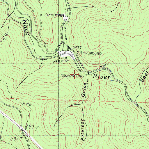 Topographic Map of Peterson Gulch, CA