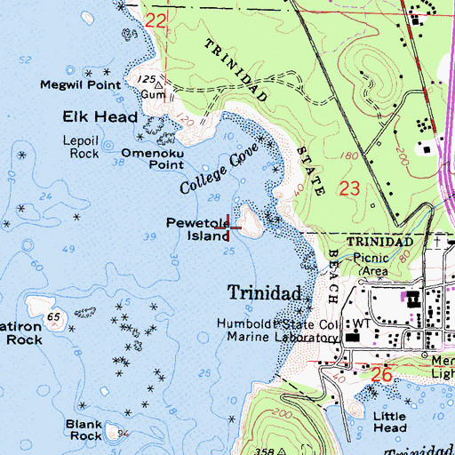 Topographic Map of Pewetole Island, CA