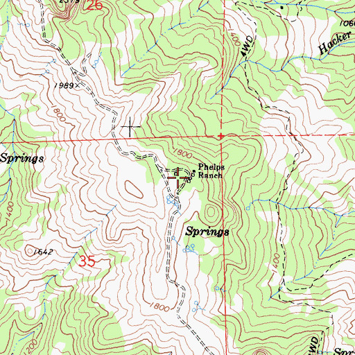 Topographic Map of Phelps Ranch, CA