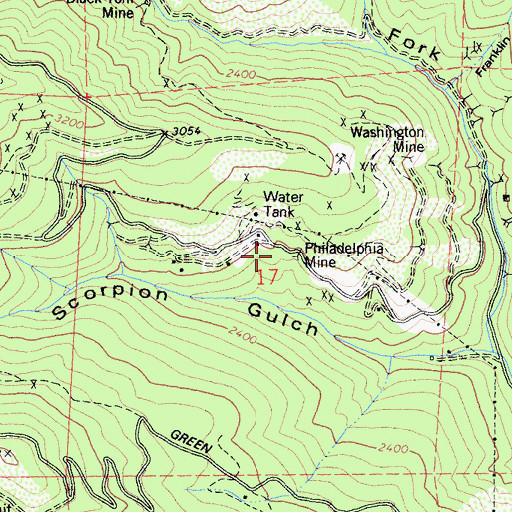 Topographic Map of Philladelphia Mine, CA