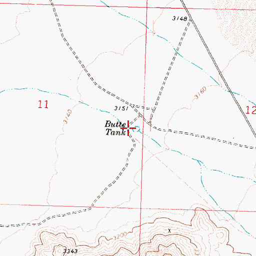 Topographic Map of Butte Tank, AZ