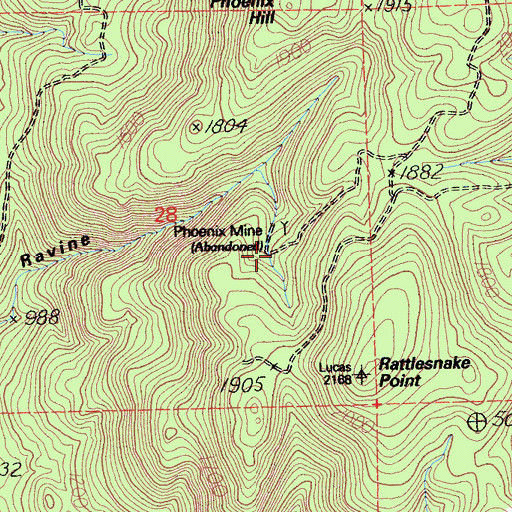 Topographic Map of Phoenix Mine, CA