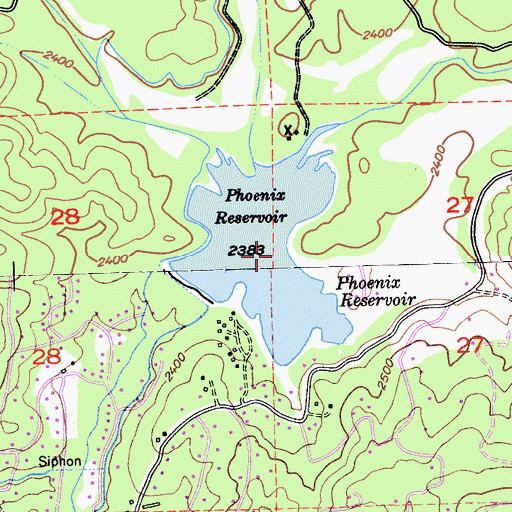 Topographic Map of Phoenix Reservoir, CA
