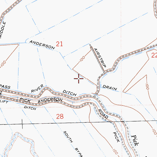 Topographic Map of Pick Anderson Drain, CA