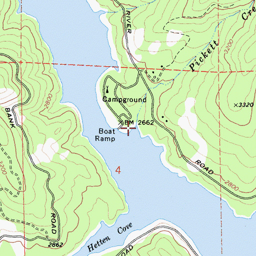 Topographic Map of Pickett Creek, CA