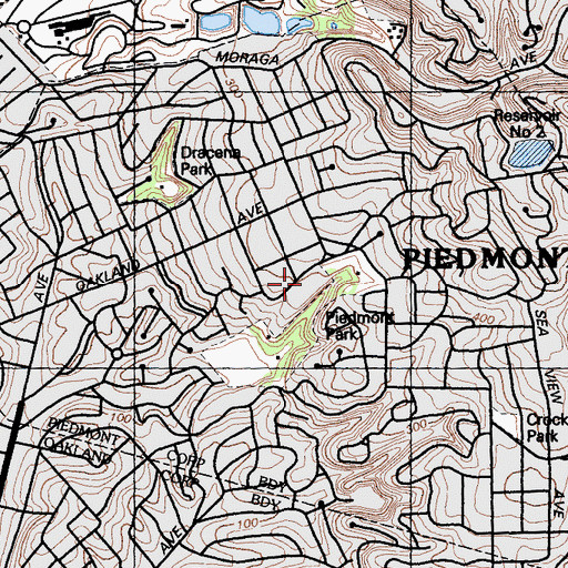 Topographic Map of Piedmont High School, CA