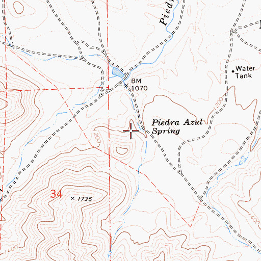 Topographic Map of Piedra Azul Spring, CA