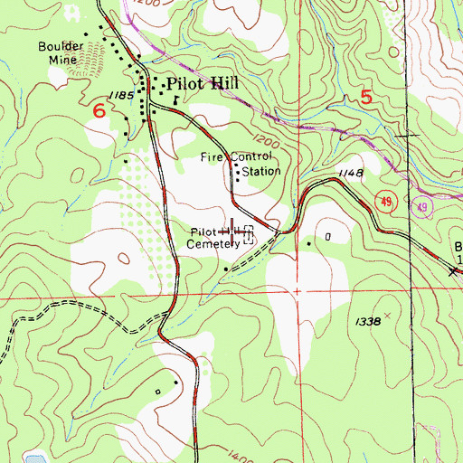 Topographic Map of Pilot Hill Cemetery, CA