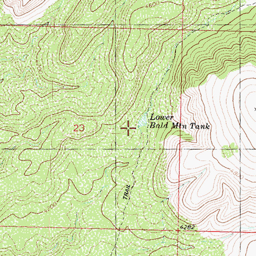 Topographic Map of Lower Bald Mountain Tank, AZ