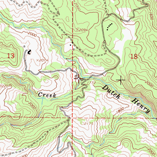 Topographic Map of Pim Creek, CA