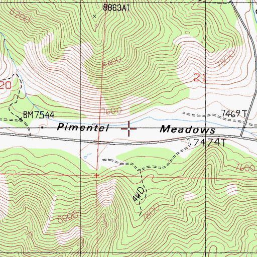 Topographic Map of Pimentel Meadows, CA
