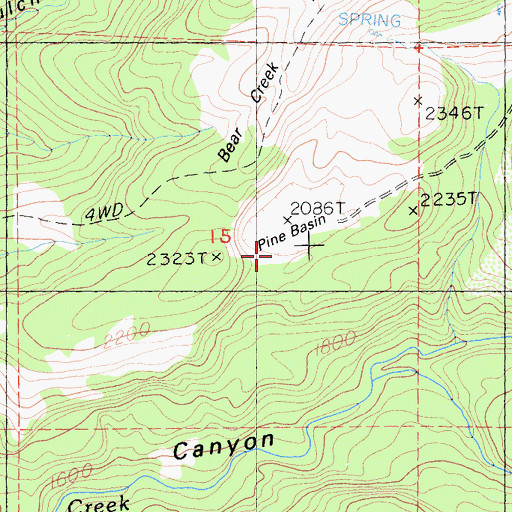 Topographic Map of Pine Basin, CA