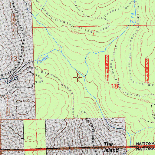 Topographic Map of Pine Creek, CA