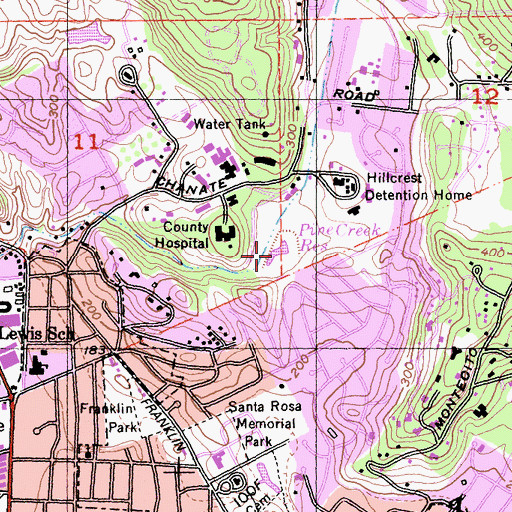 Topographic Map of Pine Creek Reservoir, CA