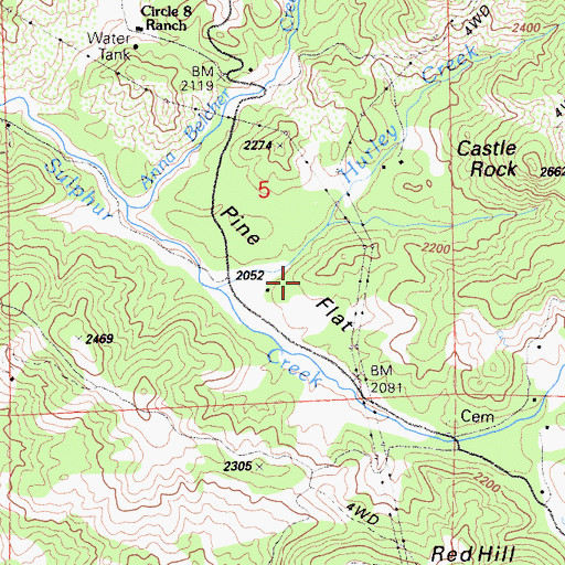 Topographic Map of Pine Flat, CA