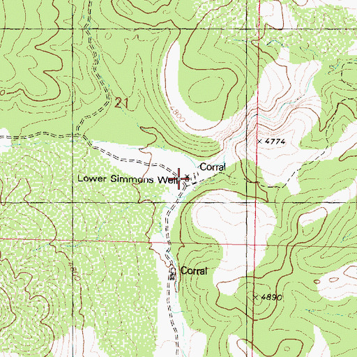 Topographic Map of Lower Simmons Well, AZ