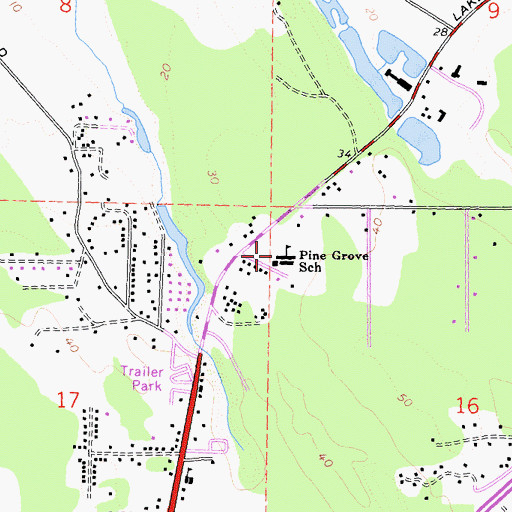 Topographic Map of Pine Grove Elementary School, CA