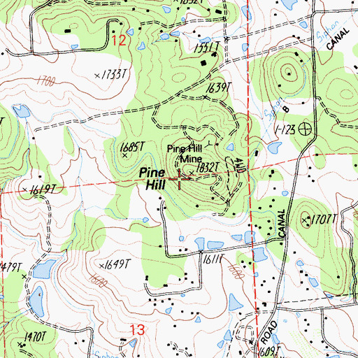 Topographic Map of Pine Hill, CA