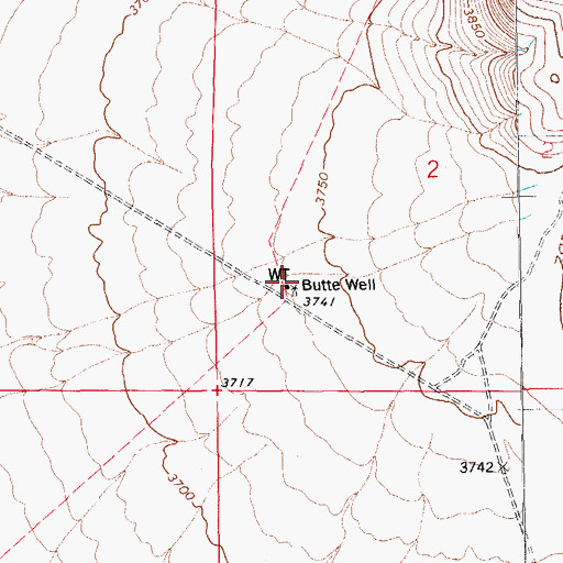 Topographic Map of Butte Well, AZ