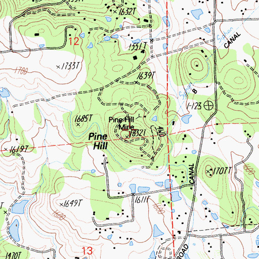 Topographic Map of Pine Hill Mine, CA