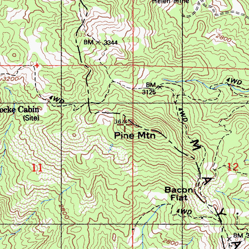 Topographic Map of Pine Mountain, CA
