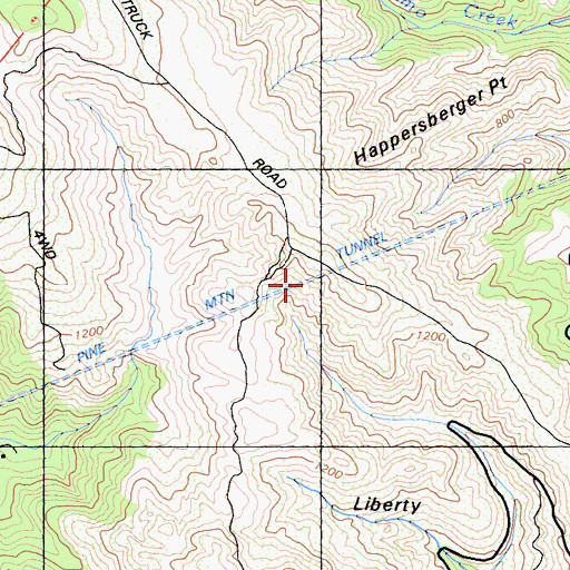Topographic Map of Pine Mountain Tunnel, CA