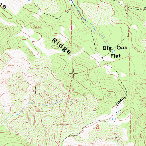 Topographic Map of Pine Ridge, CA