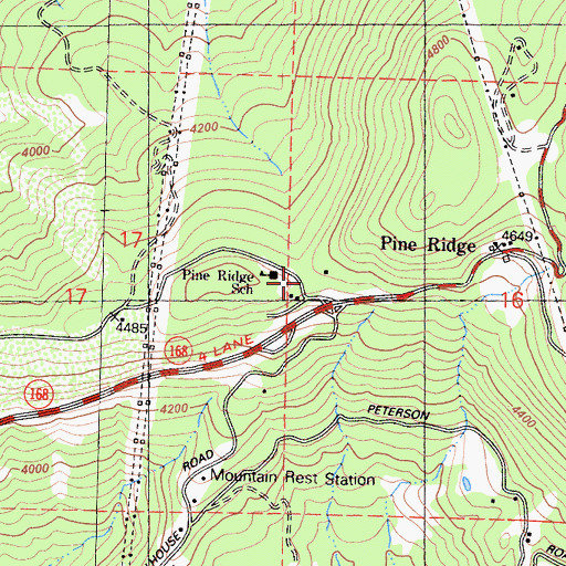 Topographic Map of Pine Ridge, CA