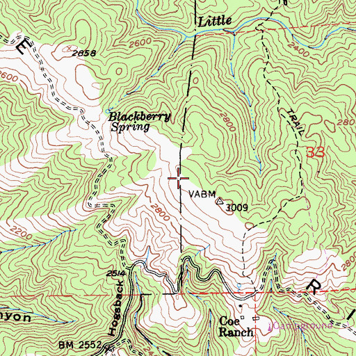 Topographic Map of Pine Ridge, CA