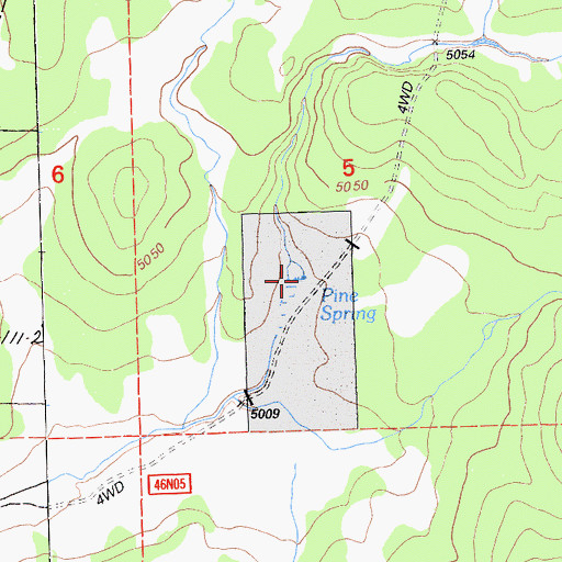 Topographic Map of Pine Spring, CA
