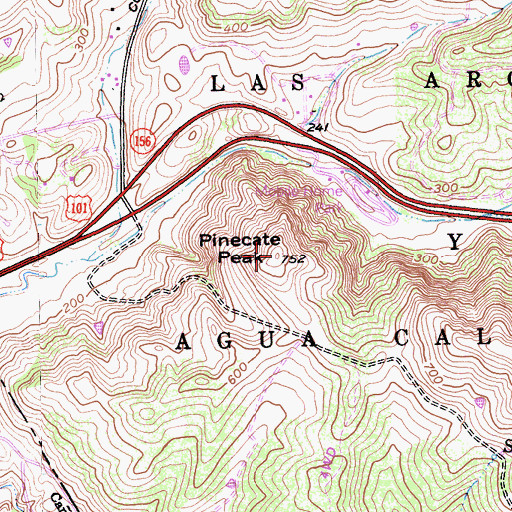 Topographic Map of Pinecate Peak, CA
