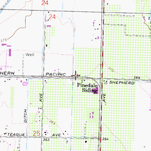 Topographic Map of Pinedale Siding, CA