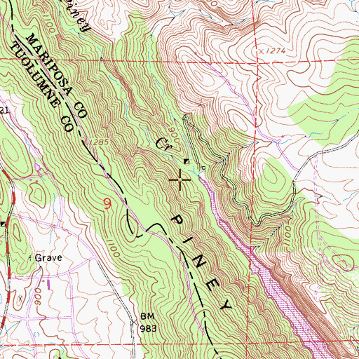 Topographic Map of Piney Creek, CA