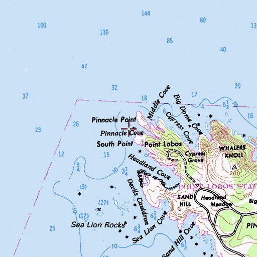 Topographic Map of Pinnacle Cove, CA