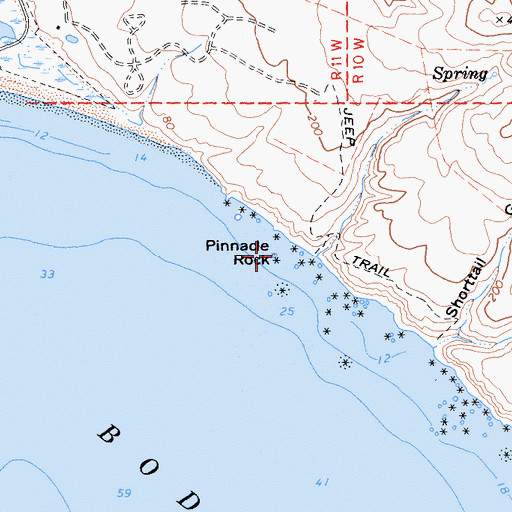 Topographic Map of Pinnacle Rock, CA